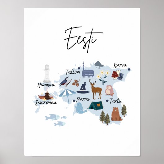 Estland kaart poster (Voorkant)