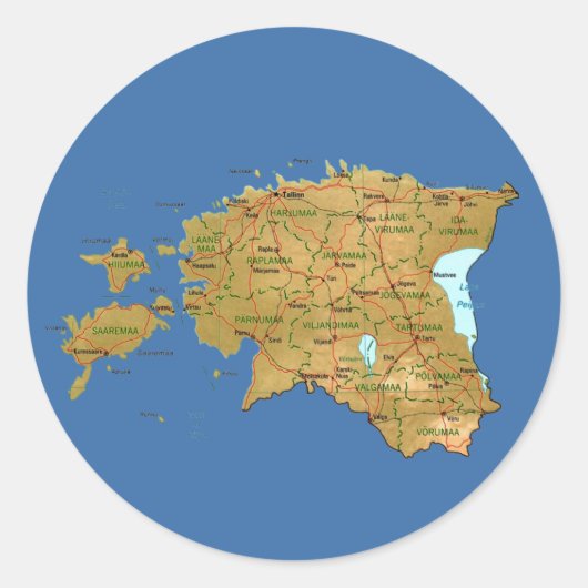 Estland Kaart Sticker (Voorkant)