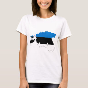 ESTLAND - KAART/VLAG/KLEUREN/EMBLEM T-SHIRT