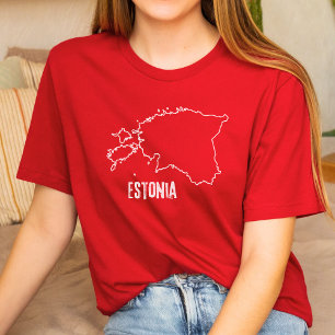 Estland Landkaart Omtrek Estische Nationale Lijn T-shirt