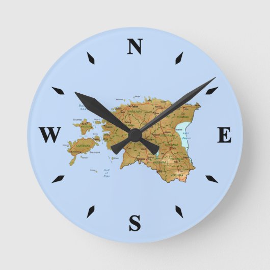 Estland Map Clock Ronde Klok (Voorkant)