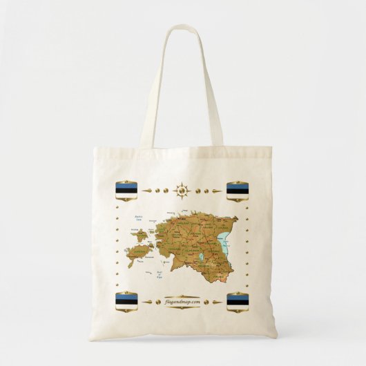 Estland Map + Flags Bag Tote Bag (Voorkant)
