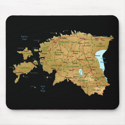 Estland Map Mousepad Muismat (Voorkant)
