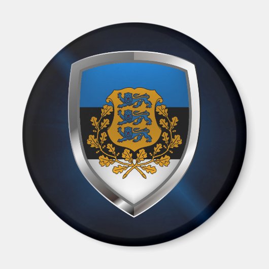 Estland Metallic Emblem Magneet (Voorkant)