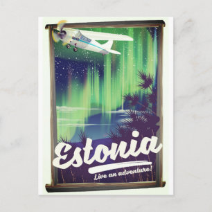 Estland noorderlicht avonturenposter. briefkaart