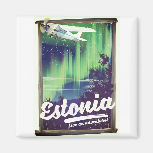 Estland noorderlicht avonturenposter. magneet (Voorkant)
