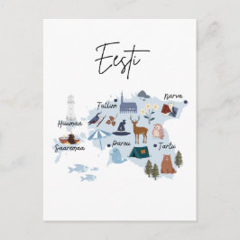 Estland reisplattegrond briefkaart