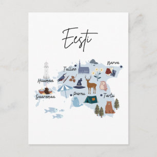 Estland reisplattegrond briefkaart