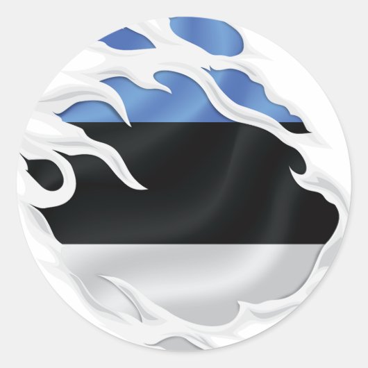 Estland Ripped Flag Classic Round Sticker (Voorkant)