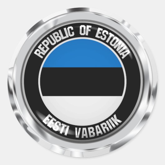 Estland Round Emblem Ronde Sticker (Voorkant)