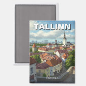 Estland Tallinn Reizen Magneet (Voorkant / Achterkant)