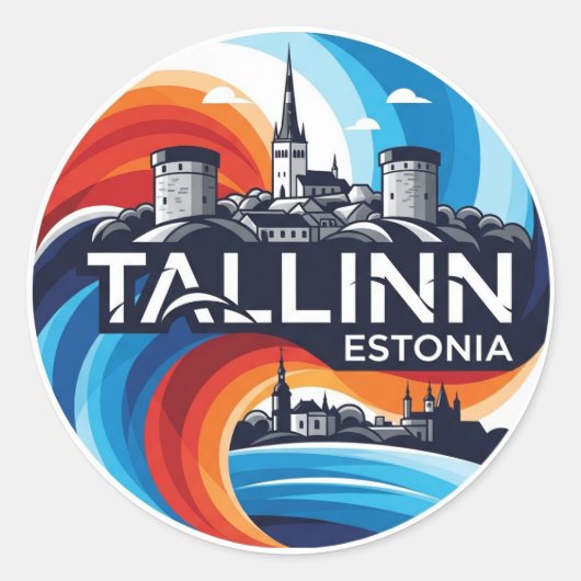 Estland Tallinn Reizen Ronde Sticker (Voorkant)