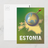 Estland Vintage reisposter kaart (Voorkant / Achterkant)
