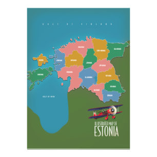 Estland Vintage reisposter kaart Foto Afdruk