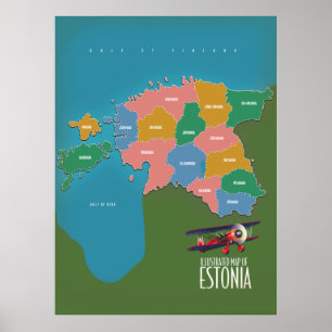 Estland Vintage reisposter kaart Poster