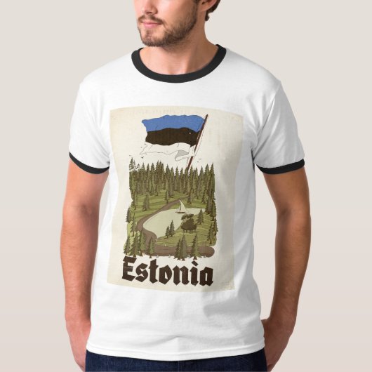 Estland Vintage Reisposter T-shirt (Voorkant)