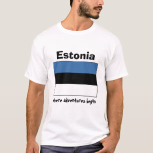 Estland Vlag + Kaart + Tekst T-shirt