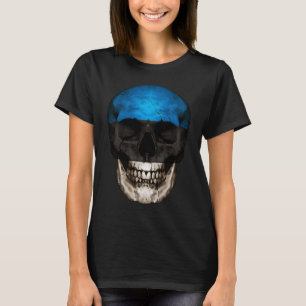 Estland Vlag Schedel Estlandse wortels Trots Patri T-shirt