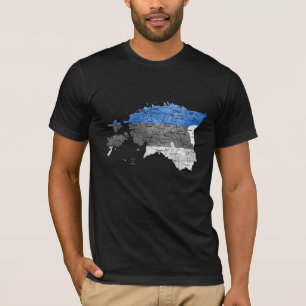 Estland Vlagkleur Kaart T-Shirt