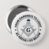Estland vrijmetselarij teken ronde button 4,0 cm (Voorkant /achterkant)