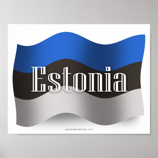 Estland Waving Flag Poster (Voorkant)