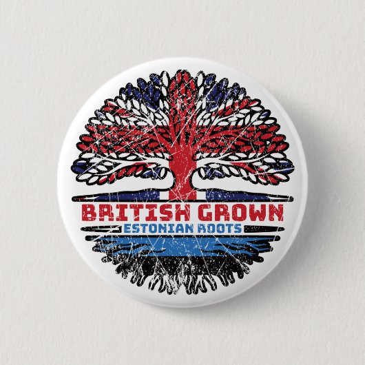 Estlands Brits - Groot-Brittannië - Roots vlag Ronde Button 5,7 Cm (Voorkant)