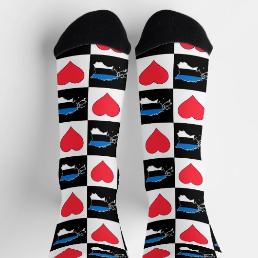 Estlandse nationale vlagplattegrond Estland - hart Sokken (Top)