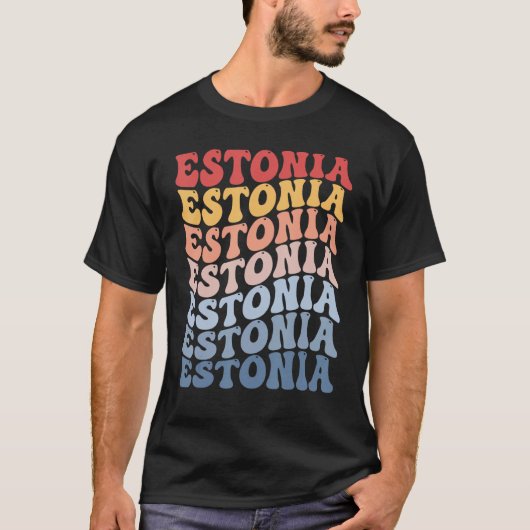 Estonia Groovy Retro Estonian T-shirt (Voorkant)