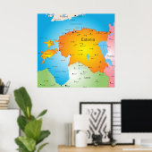Estonia Map Baltic Country and Cities Poster (Thuiskantoor)
