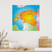 Estonia Map Baltic Country and Cities Poster (Keuken)