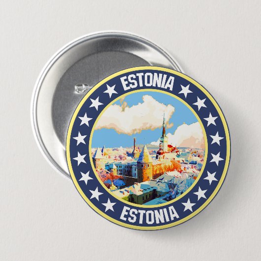 Estonia Ronde Button 7,6 Cm (Voorkant /achterkant)