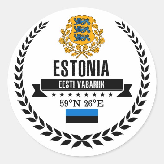 Estonia Ronde Sticker (Voorkant)
