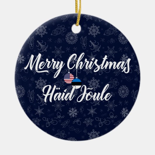 Estonian American Bilingual Merry Christmas Keramisch Ornament (Voorkant)