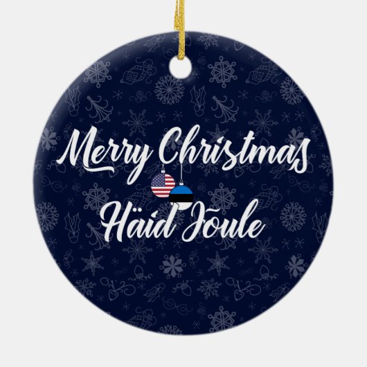 Estonian American Bilingual Merry Christmas Keramisch Ornament (Achterkant)