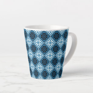 Estonian Blue Black en White Mitten Pattern Latte Mok