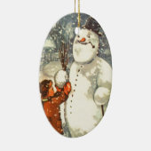 Estonian Boy met Snowman kerstboomversiering Keramisch Ornament (Rechts)