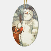 Estonian Boy met Snowman kerstboomversiering Keramisch Ornament (Links)