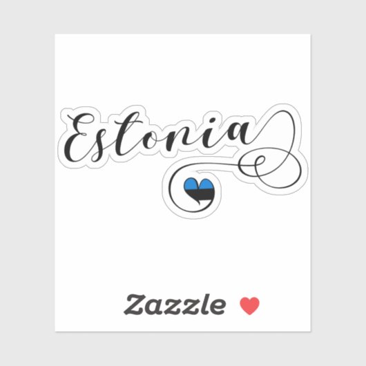 Estonian Heart Flag, Estland Sticker (Vel)
