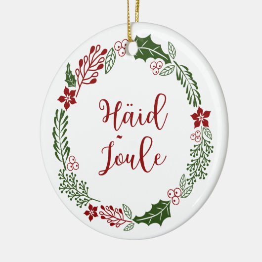 Estonian Merry Kerstmis Wreath, Häid jõule Keramisch Ornament (Links)