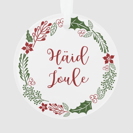 Estonian Merry Kerstmis Wreath, Häid jõule Ornament (achterkant)