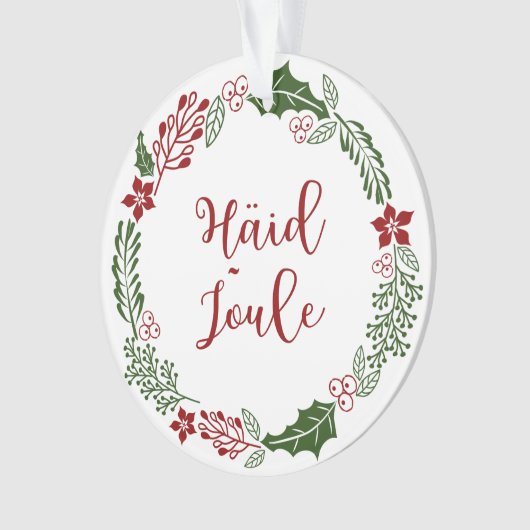 Estonian Merry Kerstmis Wreath, Häid jõule Ornament (voorkant)