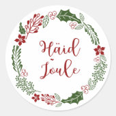 Estonian Merry Kerstmis Wreath, Häid jõule Ronde Sticker (Voorkant)