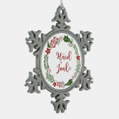 Estonian Merry Kerstmis Wreath, Häid jõule Tin Sneeuwvlok Ornament (Links)