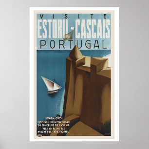 Estoril Cascais Portugal Vintage Reisposter Poster