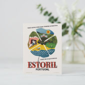 Estoril Portugal Vintage Travel Poster Briefkaart (Staand voorkant)