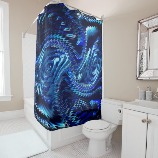 Estrela azul ondulada com traçados em ziguezague douchegordijn (In situ)