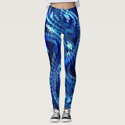 Estrela azul ondulada com traçados em ziguezague leggings (Voorkant)