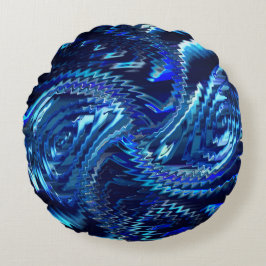 Estrela azul ondulada com traçados em ziguezague rond kussen