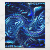 Estrela azul ondulada com traçados em ziguezague wijn etiket (Enkel label)