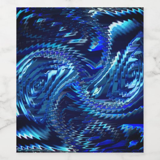 Estrela azul ondulada com traçados em ziguezague wijn etiket (Enkel label)